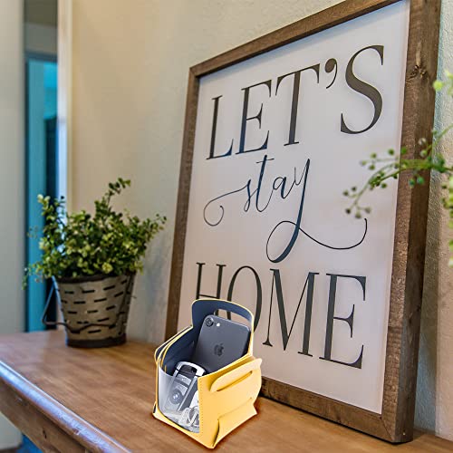 Valet Tray, Key Bowl for Entryway Table with Transparent Window, Small Decorative Holder Basket for Keys, Watches, Coins, Catchall Storage Organizer for Nightstand, Dresser, Yellow/Navy Blue - color: Yellow