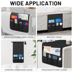 Non-slip Couch Organizer Armchair Caddy, Oxford TV Remote Control Holder Bedside Caddy with 5 Pockets for Key Glasses Phone Magazine Holders. - size: 35''x18''