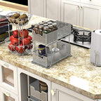 SIMPLE HOUSEWARE 2 Tier Sliding Cabinet Basket Organizer Drawer, Silver - color: Silver, size: 1-Pack