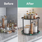 MUNEK 9" Lazy Susan Organizer,2 Tier Rotating Spice Rack Organization,Metal Lazy Susan for Table Top,Pantry, Bathroom, Vanity, Black - size: 2 Tier