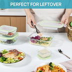 Vtopmart 8 Pack Glass Food Storage Containers with Lids (Grass Green) - color: Grass Green