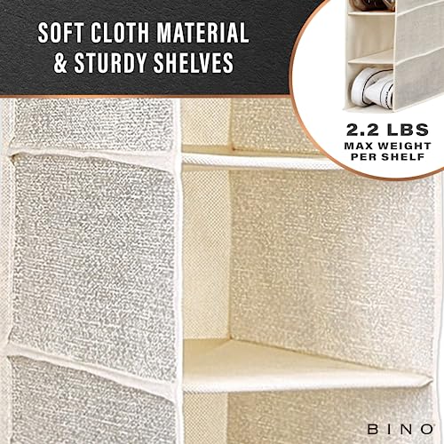 BINO 10-Shelf Shoe Closet Organizer - Beige | Closet Hanging Organizer | Hanging Shoe Rack Storage & Organizer for Bedroom | Hanging Shelves | Portable Closets for Hanging Shoes | Room Essentials - size: 10 - Shelf