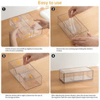 PAVSTINE Medicine Cabinet Organizer 3 Pack, Plastic Stackable Storage with 2 Drawers, Bathroom Mirror Cabinet Organizer with Removable Dividers for Wall Cabinet, Vanity, Countertop, Clear - size: 3-Tier