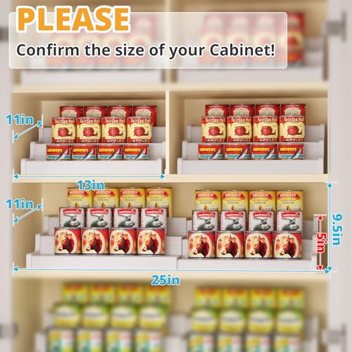 Expandable Bamboo Can Rack Organizer for Pantry, 3-Tier Adjustable Can Storage for Kitchen Cabinets, Soda & Canned Goods Holder for Pantry Organization, Holds Up to 24 Cans, White (Patent Pending) - color: White