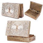 Ajuny Tree of Life Pattern Decorative Box Keepsake Trinket Holder Treasure Chest Jewelry Organizer for Necklaces Watch Storage Boxes Great for Gift- 8X5 Inch - style: Artisanal
