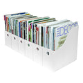 Evelots Magazine File Holder -Set of 6 White - Office Desk Organizer - Sturdy Cardboard - New Upgraded Double Front Panel -4" Wide-Easy Assemble - color: White, size: Set of 6