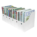 Evelots Magazine File Holder -Set of 6 White - Office Desk Organizer - Sturdy Cardboard - New Upgraded Double Front Panel -4" Wide-Easy Assemble - color: White, size: Set of 6