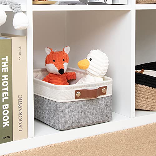 DULLEMELO Small Collapsible Fabric Basket for Organizing, Shelves, Closets, Laundry, Nursery, Decorative Gift Basket (White & Gray) - color: White&Gray, size: Small-11.8"x7.9"x5.1"