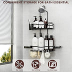 REINHARDT Shower Caddy Hanging, Rustproof Shower Caddy Anti-Swing Shower Organizer Over Showerhead No Drilling Shower Racks with Soap Holder Multi Hooks Bathroom Storage for Shampoo Sponge, Black - color: Black
