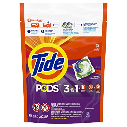 Tide PODS Laundry Detergent Soap Pods, Spring Meadow, 37 Count (Pack of 3 Bag Value Pack), Total 111 Count, HE Compatible - size: 37 Count (Pack of 3)