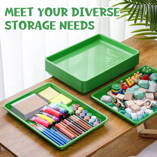 Hoteam 10 Pcs Flat Storage Organizer Tray Bin Paper Tray for Classroom Plastic Stackable File Organizer for School Office Teacher Book Organization(Green,16.14 x 11.81 x 1.38 Inch) - color: Green, size: 16.14 x 11.81 x 1.38 Inch
