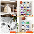 2 Pack Drop Front Shoe Boxes Fit US Size 13, Acrylic Shoe Organizer Clear Stackable Sneaker Sotrage Box for Entryway, Home, Underbed, Multiple Display Cases for Cosmetic, Hats, Figures, Sneakers - size: Large Size 13-14