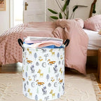 19.7 Inch Round Laundry Hamper Cute Animal Pattern Laundry Basket Fabric Storage Hamper Organization Bin, Toy Box,Gift Basket with Handles for Room - color: F-RT02548