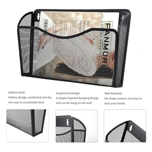 Gawerk 6 Pack Wall File Organizer, Mesh Wall File Pocket Mail Organizer Hanging Metal Vertical Wall Mounted File Holder for Office/Home - size: 6 Pack Wall Mounted