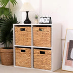 Wicker Storage Basket Foldable Hyacinth Storage Box Set of 2, 12x12x12 Inch - Handmade Woven Basket for Closet,Shelf Organization & Decor