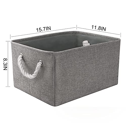 TheWarmHome Large Storage Bins Basket, 2 Pack Grey Fabric Storage Cubes for Changing Table Nursery Livingroom Kidsroom Playroom Toy, Collapsible Storage Baskets for organizing Shelves Closet - color: Grey, size: 2PCS/Large - 15.7Lx11.8Wx8.3H