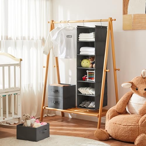 MAX Houser 6 Tier Shelf Hanging Closet Organizer, Closet Hanging Shelf with 2 Sturdy Hooks for Storage, Foldable (Grey-D3) - color: Grey-d3