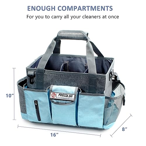 Large Cleaning Caddy for Cleaning Suppliers Organizer,15" Storage Organizer for House Clean Essential, Wearable Cleaing Bag, Storage Caddy for Housekeeping - color: Grey-Blue, size: Large