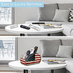 FINTIE Remote Control Holder, 5 Compartments Vegan Leather TV Remoter Caddy Desktop Organizer Makeup Brush Holder Storage Fits TV Remotes, Media Controllers, Office Supplies(US Flag) - color: US Flag