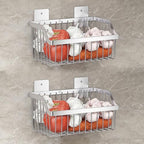 2PCS Hanging Storage Baskets Organizer Wall Mount, SUS304 Stainless Steel Wire Storage Bin Rack for Kitchen Bathroom Shower Spice Shelf,L 9.84 Inch - size: 9.8Inch 2PCS