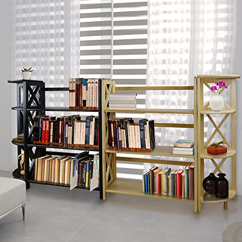Casual Home Montego 3-Shelf Folding Bookcase, Black - color: Black, size: 3-Shelf Stackable