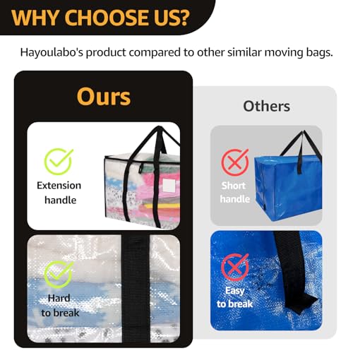 Moving Bags Heavy Duty Extra Large, Alternative for Moving Boxes & Moving Supplies,Clear Storage Bins with Lids, Plastic Packing Tote, Storage Bags for Clothes with Handles & Zippers(Clear, 8 Pack) - color: Clear, size: 8 Pack