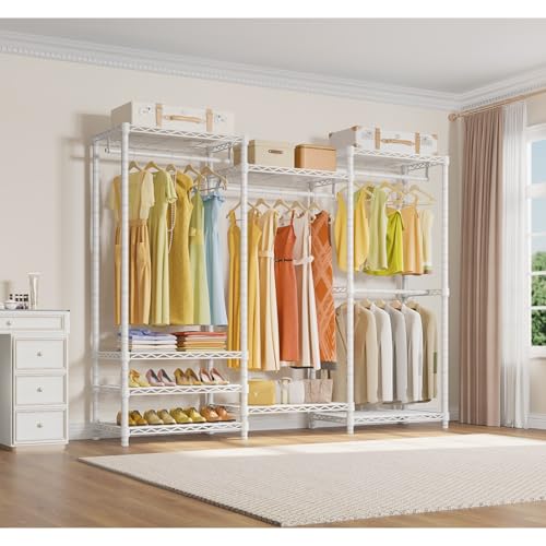 VIPEK V5 Portable Closet Wardrobe Heavy Duty Clothes Rack, Freestanding Clothing Racks with 4 Hang Rods & 8 Shelves, Adjustable Custom Closet Racks, 68.9" L x 15.7" W x 76.4" H, Max Load 800LBS, White - color: White, size: V5 Standard