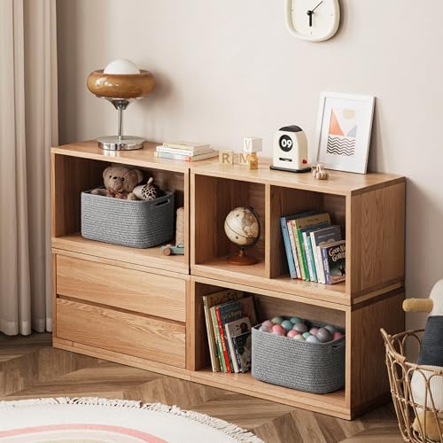 UBBCARE 4 Pack Storage Baskets for Shelves, Baskets for Organizing, Cube Shelf Storage Bin with Handles, Woven Storage Basket, 13"L x 9"W x 7.5"H, Grey - color: Grey, size: 4 Pack-13"(L)×9"(W)x7.5"(H)