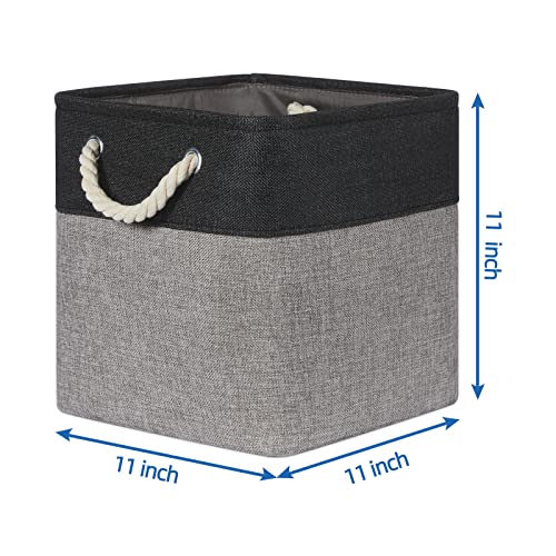 Temary Storage Baskets 4 Pack Fabric Storage Cubes Basket for Organizing, Collapsible Cloth Baskets with Handles for Shelves, Home, Closet (Black&Gray) - color: black&grey, size: 11"L x 11"W x 11"H