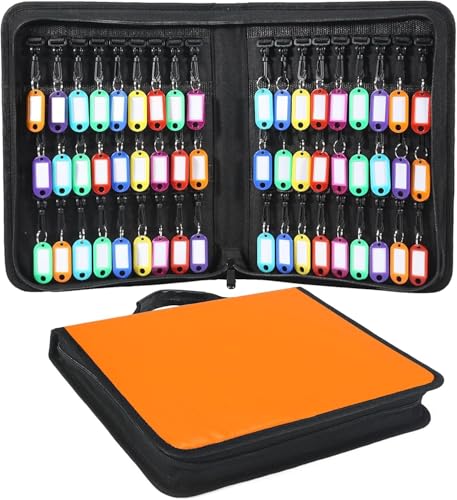 Portable Key Organizer with Handle, Fireproof and Waterproof Key Case, Key Holder with 54 Hooks and Tags Portable Key Storage Book for Offices Real Estate Agencies Hotels and Rental Management - size: 54 keys