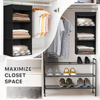 Simple Houseware 3-Shelf Hanging Closet Organizer, Fabric Storage Shelves with 57L Capacity, Black - color: Black