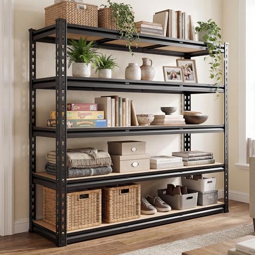 REIBII Garage Shelving 72''H Storage Shelves,Metal Shelving 5 Tier Shelves Adjustable Pantry Shelf for Closet Pantry Basement Kitchen Warehouse 72" H x 40" W x 20" D,2500LBS - size: 20"D x 40"W x 72"H