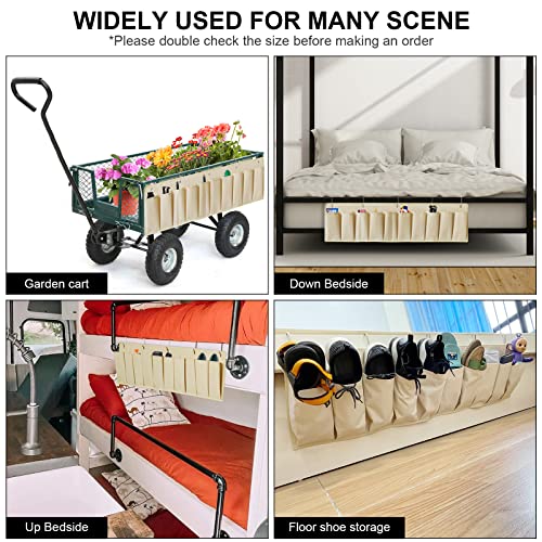 RVZONE RV Shoe Pockets 10 Pockets Heavy Hanging Bedside Storage Organizer with Sturdy Hooks Storage Pockets Hangs on bed for Shoes Toys and Tool Accessories - color: Beige