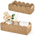 Dahey 2 Pcs Toilet Paper Storage Basket for Bathroom Woven Paper Rope Scalloped Edge Toilet Tank Basket with Handles for Organizing Over Toilet Storage Shelf Countertop Living Room Bedroom Home Decor