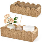 Dahey 2 Pcs Toilet Paper Storage Basket for Bathroom Woven Paper Rope Scalloped Edge Toilet Tank Basket with Handles for Organizing Over Toilet Storage Shelf Countertop Living Room Bedroom Home Decor