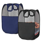 2 pop-up foldable mesh laundry baskets (each with 2 reinforced handles), black + blue… - color: Black + Blue