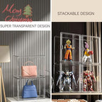 ZLLZUU Clear Stackable Plastic Storage Bins with Lid, Dustproof Book Cosmetic Acrylic Display Cases with Magnetic Door, Large Figures Collectibles Showcase - color: Clear-x-large-1pcs