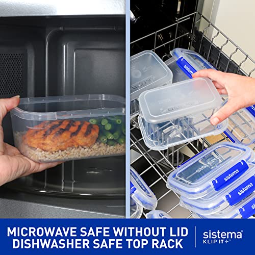 Sistema KLIP IT+ 2.2L Rectangle Food Storage Containers (3-Pack), Stackable & Airtight Food Boxes with Lids, Dishwasher, Freezer, & Microwave-Safe, BPA-Free, School Lunch Boxes - size: 2.2L (3-Pack)