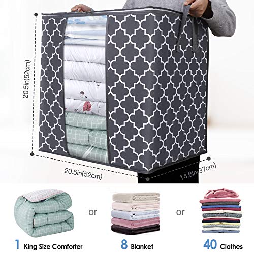 WISELIFE Storage Bags 4 Pack/100L Large Blanket Clothes Organization and Storage Containers for Comforters,Bedding, Foldable Organizer with Reinforced Handle, Clear Window, Sturdy Zippers,Gray - color: Authentic Grey, size: 4x 100L