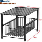 Simple Houseware Stackable Under Sink Cabinet Sliding Basket Organizer Drawer, Black - color: Black