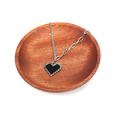 Round Ring Dish Wood Jewelry Tray Trinket Key Decorative Holder Organizer for Necklace Bracelet Display Wedding Party Decor Serving Dishes - color: Round