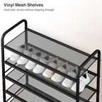 STO STO 5-Tier Shoe Rack with Sturdy Mesh Shelves, Heavy Duty Metal Shoe Organizer for Entryway, Closet, Garage, Front Door, Holds 15 Pairs, Free Standing Shoe Storage Shelf, Adjustable Feet, Black - size: 5-Tier Standard