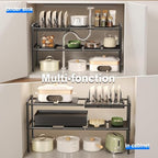 Mustorn Pots and Pans Organizer Under Cabinet, Expandable 2 Tier Under Sink Organizers and Storage Adjustable Height Kitchen Pot and Pan Lid Holder Rack with 6 Dividers(6panels,1 Pot rack, Black) - size: 6panels &1 pot rack-2 Tier
