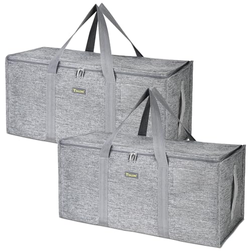BALEINE Extra Large Storage Tote with Zippers & Carrying Handles, Heavy-Duty Oxford Fabric Moving Bags for Laundry, Space Saving, Storage,2-Pack, Winter Gray - color: Gray, size: 2-Pack