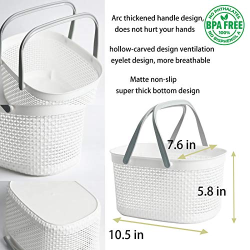 rejomiik Portable Shower Caddy Basket, Plastic Organizer Storage Tote with Handles for Bathroom, College Dorm, Kitchen, White - color: White, size: 1 pack