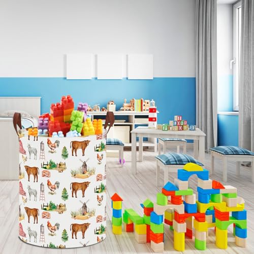 19.7" Laundry Basket,Kids Dirty Clothes Hamper,Waterproof Toys Storage Bin,Room Decor,Gift Baskets,Nursery Hamper(Farm) - color: Farm