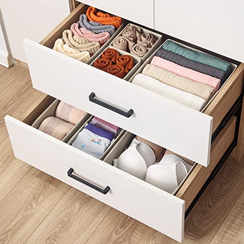 Stero 6 Pack Drawer Organizers for Clothing, Dresser Drawer Organizer Clothes, Fabric Foldable Closet Organizers and Storage Basket Bins for Clothes, Underwear, Bras, Socks (Light Grey) - color: Light Grey