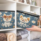 Custom Storage Basket with Name, Personalized Storage Bins with Zipper Lid, Foldable Fabric Storage Box Large capacity with Handle Flower Dog - color: Option 11