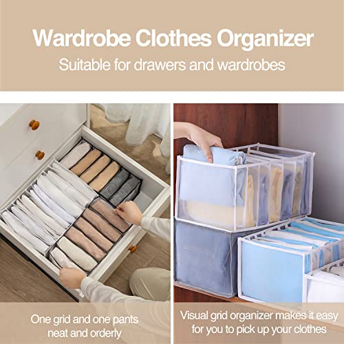 Wardrobe Clothes Organizer 7 Grids Portable Closet Organizer Mesh Separation Storage Box Foldable Closet Drawer Organizer for Underwear Socks Scarves Leggings (Grey, 2 Leggings Grid) - size: 2 Leggings Grid