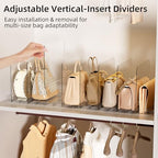 Stackable Bag & Purse Organizer for Closet Acrylic Shelf Dividers for Closet Organization, Clear Handbag Purse Storage Organizer Divider, Keep Clutch, Wallet, Pocketbook Upright, 6 Pack - size: 6 Set